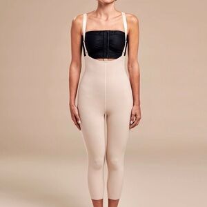 MARENA RECOVERY ZIPPERLESS COMPRESSION BODYSUIT W/ SUSPENDERS CALF LENGTH FAJA